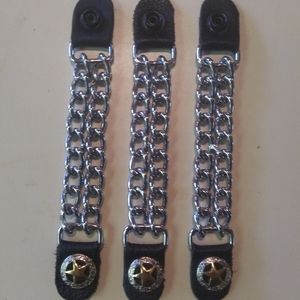 Harley-Davidson leather vest clasp extender gold star Set of 3